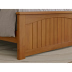 Lit plateforme profil bas, tête de lit à panneaux rainurés, pied de lit assorti, lattes en bois, 2 ports USB, bois massif, couleur Toffee Clair, Twin XL, 1 personne
