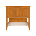 Lit plateforme profil bas, tête de lit à panneaux rainurés, pied de lit assorti, lattes en bois, 2 ports USB, bois massif, couleur Toffee Clair, Twin XL, 1 personne