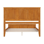 Lit plateforme profil bas, tête de lit à panneaux rainurés, pied de lit assorti, lattes en bois, 2 ports USB, bois massif, couleur Toffee Clair, Twin XL, 1 personne
