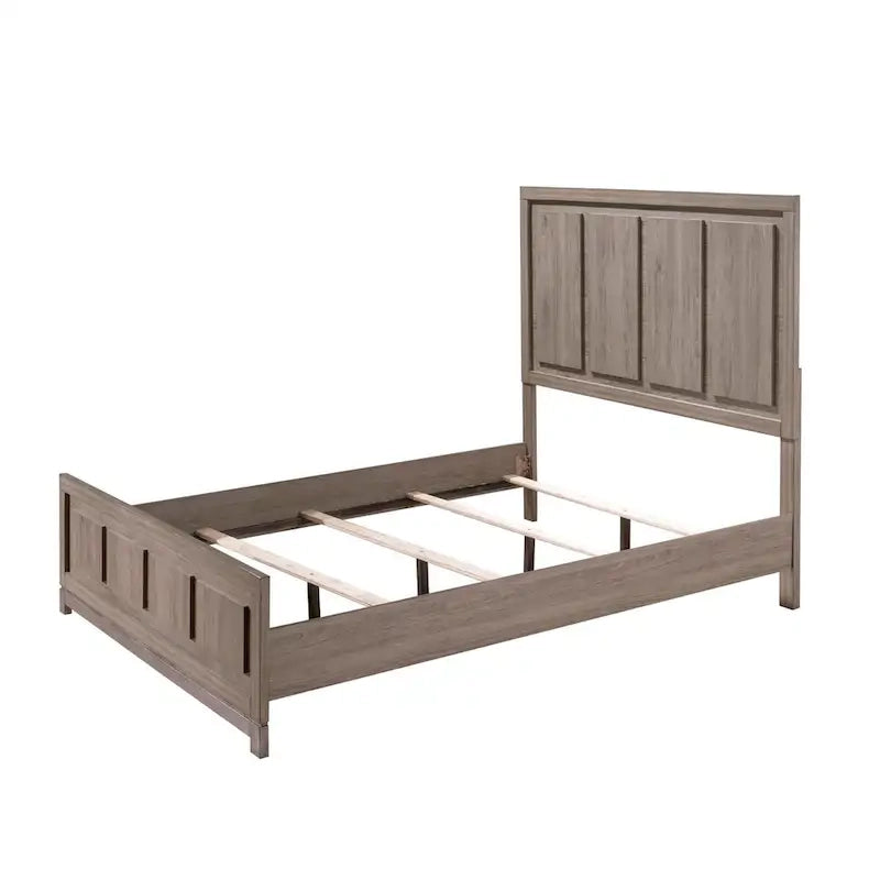 Lit double King Size, tête et pied de lit rectangulaires, cadre en bois, marron, pour 2 personnes