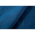 Lit double rembourré, tête de lit à oreilles, capitonné, garniture cloutée, tissu velours, lattes en bois, bleu/ivoire, pour 2 personnes