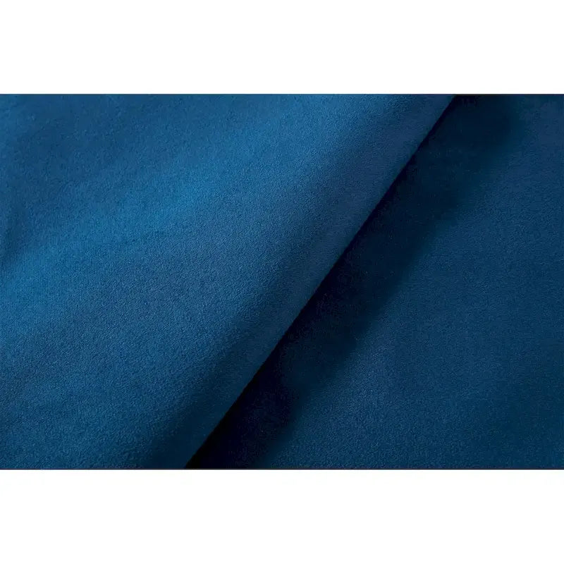 Lit double rembourré, tête de lit à oreilles, capitonné, garniture cloutée, tissu velours, lattes en bois, bleu/ivoire, pour 2 personnes