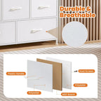 Commode de Rangement en Tissu à 5 Tiroirs, Cadre en Acier, Plateau en MDF, Dispositifs Anti-Basculement, Blanc, Utilisation par 1 Personne
