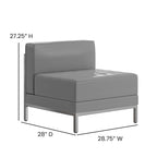 Fauteuil d'appoint modulaire sans accoudoirs, assise capitonnée, cadre en acier inoxydable, blanc / noir / gris, usage individuel