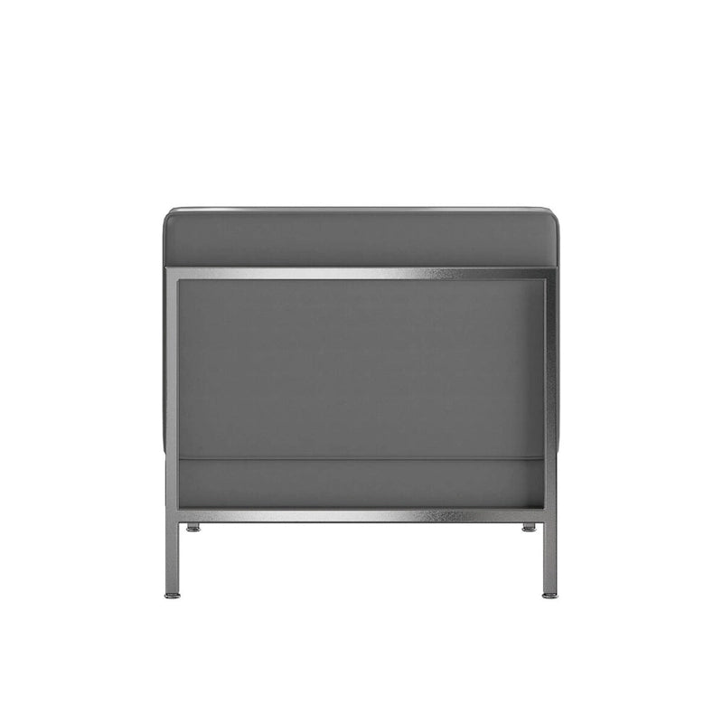 Fauteuil d'appoint modulaire sans accoudoirs, assise capitonnée, cadre en acier inoxydable, blanc / noir / gris, usage individuel