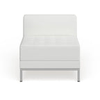 Fauteuil d'appoint modulaire sans accoudoirs, assise capitonnée, cadre en acier inoxydable, blanc / noir / gris, usage individuel