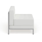 Fauteuil d'appoint modulaire sans accoudoirs, assise capitonnée, cadre en acier inoxydable, blanc / noir / gris, usage individuel