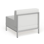 Fauteuil d'appoint modulaire sans accoudoirs, assise capitonnée, cadre en acier inoxydable, blanc / noir / gris, usage individuel