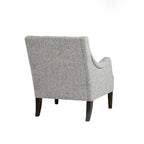 Fauteuil d'appoint, dossier capitonné, coussin d'assise amovible, pieds en bois massif couleur expresso, polyester, beige/bleu sarcelle/gris, 1 personne