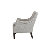 Fauteuil d'appoint, dossier capitonné, coussin d'assise amovible, pieds en bois massif couleur expresso, polyester, beige/bleu sarcelle/gris, 1 personne