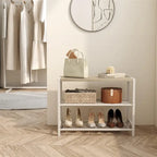 Meuble à chaussures 3 niveaux, accents de bois, surface supérieure plate, chêne blanc, pour 1 personne