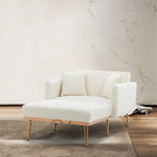 Fauteuil crapaud, tissu bouclette, dossier incurvé, pieds en fer doré rose, blanc / gris / rose / orange, usage individuel