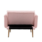 Fauteuil crapaud, tissu bouclette, dossier incurvé, pieds en fer doré rose, blanc / gris / rose / orange, usage individuel