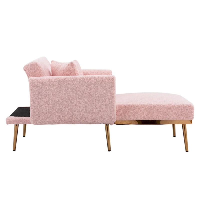Fauteuil crapaud, tissu bouclette, dossier incurvé, pieds en fer doré rose, blanc / gris / rose / orange, usage individuel