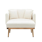 Fauteuil crapaud, tissu bouclette, dossier incurvé, pieds en fer doré rose, blanc / gris / rose / orange, usage individuel