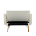 Fauteuil crapaud, tissu bouclette, dossier incurvé, pieds en fer doré rose, blanc / gris / rose / orange, usage individuel