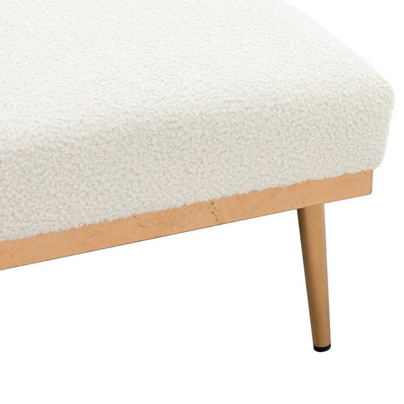 Fauteuil crapaud, tissu bouclette, dossier incurvé, pieds en fer doré rose, blanc / gris / rose / orange, usage individuel