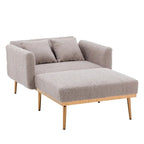 Fauteuil crapaud, tissu bouclette, dossier incurvé, pieds en fer doré rose, blanc / gris / rose / orange, usage individuel
