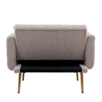 Fauteuil crapaud, tissu bouclette, dossier incurvé, pieds en fer doré rose, blanc / gris / rose / orange, usage individuel