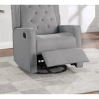 Fauteuil inclinable, pivotant et coulissant, avec dossier à oreilles, coussin capitonné, mouvement manuel, en polyfibre, gris/fumée, pour 1 personne