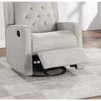 Fauteuil inclinable, pivotant et coulissant, avec dossier à oreilles, coussin capitonné, mouvement manuel, en polyfibre, gris/fumée, pour 1 personne
