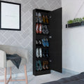 Meuble à chaussures avec miroir, porte simple, 5 étagères intérieures, jusqu'à 10 paires, noir/blanc, 1 personne