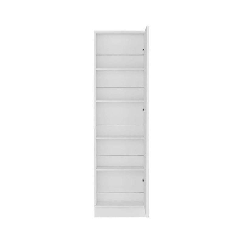 Meuble à chaussures avec miroir, porte simple, 5 étagères intérieures, jusqu'à 10 paires, noir/blanc, 1 personne