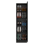 Meuble à chaussures avec miroir, porte simple, 5 étagères intérieures, jusqu'à 10 paires, noir/blanc, 1 personne