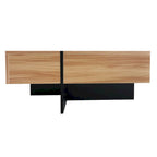 Table basse carrée, 4 compartiments de rangement cachés, plateau coulissant extensible, finition brillante UV, marron / noir / blanc, pour 1 personne