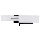 Table basse carrée, 4 compartiments de rangement cachés, plateau coulissant extensible, finition brillante UV, marron / noir / blanc, pour 1 personne