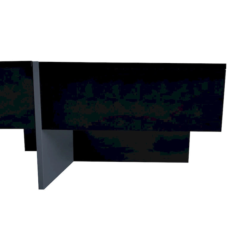 Table basse carrée, 4 compartiments de rangement cachés, plateau coulissant extensible, finition brillante UV, marron / noir / blanc, pour 1 personne