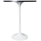 Table de salle à manger ronde hauteur bar, plateau en MDF, pied central en acier brossé, aspect marbre noir / bois naturel / marron cognac / noyer foncé, pour 4 personnes