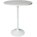Table de salle à manger ronde hauteur bar, plateau en MDF, pied central en acier brossé, aspect marbre noir / bois naturel / marron cognac / noyer foncé, pour 4 personnes