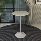 Table de salle à manger ronde hauteur bar, plateau en MDF, pied central en acier brossé, aspect marbre noir / bois naturel / marron cognac / noyer foncé, pour 4 personnes