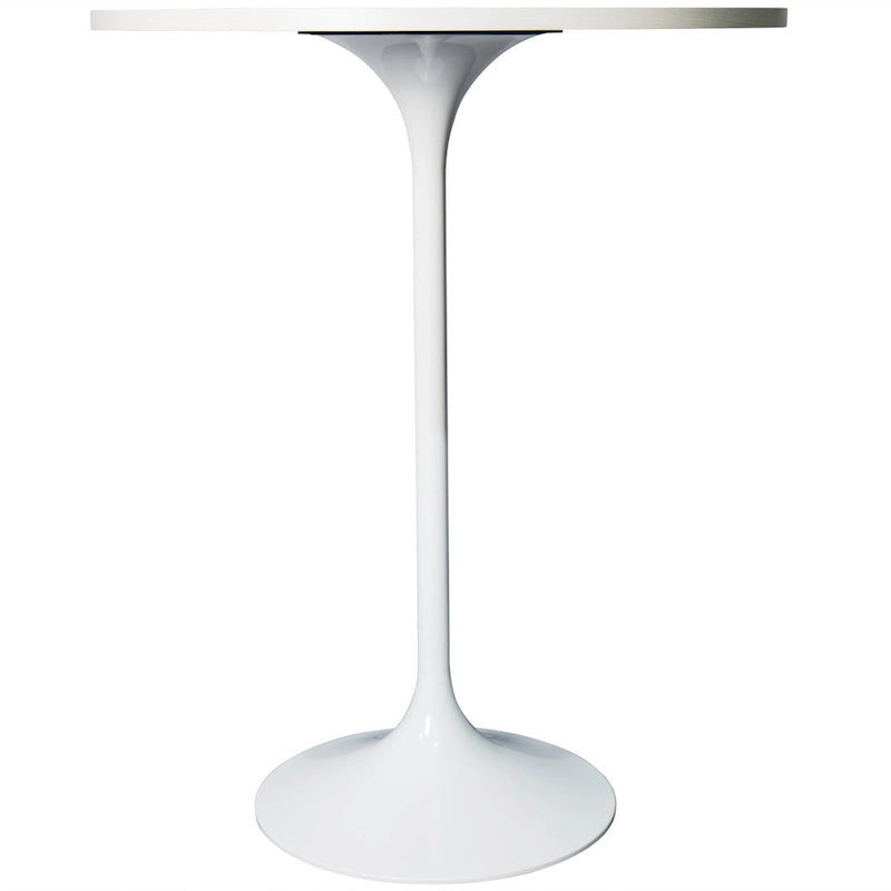 Table de salle à manger ronde hauteur bar, plateau en MDF, pied central en acier brossé, aspect marbre noir / bois naturel / marron cognac / noyer foncé, pour 4 personnes