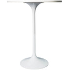 Table de salle à manger ronde hauteur bar, plateau en MDF, pied central en acier brossé, aspect marbre noir / bois naturel / marron cognac / noyer foncé, pour 4 personnes