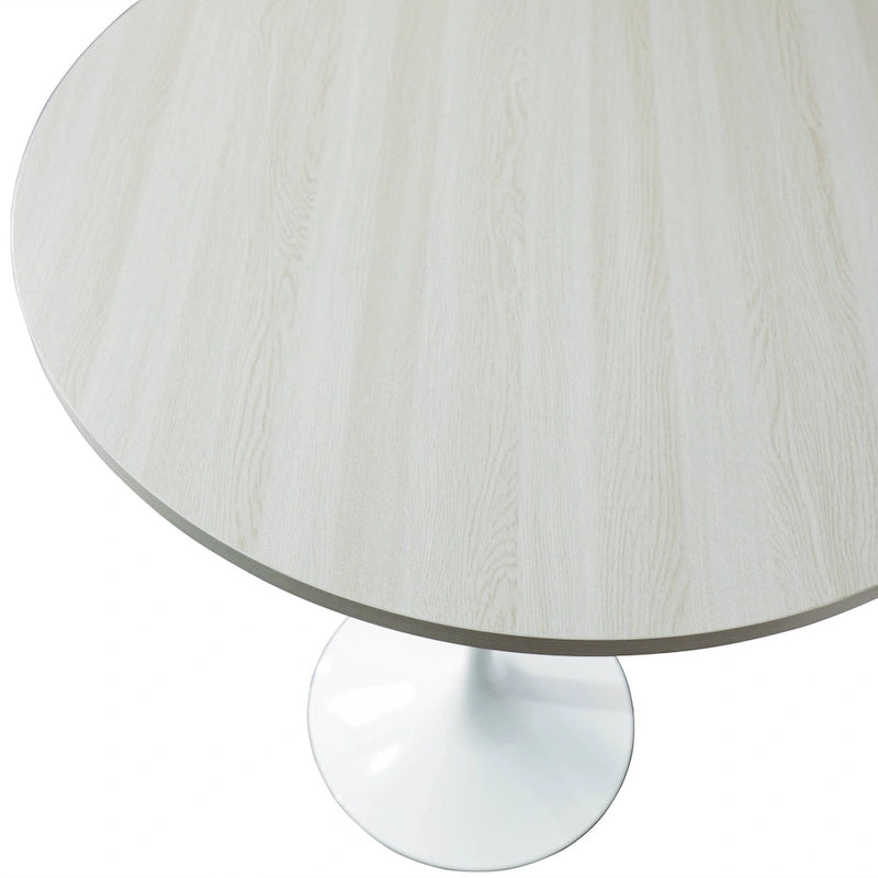 Table de salle à manger ronde hauteur bar, plateau en MDF, pied central en acier brossé, aspect marbre noir / bois naturel / marron cognac / noyer foncé, pour 4 personnes