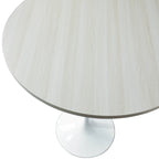 Table de salle à manger ronde hauteur bar, plateau en MDF, pied central en acier brossé, aspect marbre noir / bois naturel / marron cognac / noyer foncé, pour 4 personnes