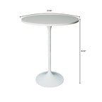 Table de salle à manger ronde hauteur bar, plateau en MDF, pied central en acier brossé, aspect marbre noir / bois naturel / marron cognac / noyer foncé, pour 4 personnes