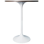 Table de salle à manger ronde hauteur bar, plateau en MDF, pied central en acier brossé, aspect marbre noir / bois naturel / marron cognac / noyer foncé, pour 4 personnes