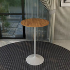 Table de salle à manger ronde hauteur bar, plateau en MDF, pied central en acier brossé, aspect marbre noir / bois naturel / marron cognac / noyer foncé, pour 4 personnes