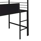 Lit mezzanine en métal de taille double avec toboggan, échelle, tableau d'écriture recto-verso, noir et rouge / noir / blanc, pour 1 personne