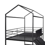 Lit mezzanine en métal de taille double avec toboggan, échelle, tableau d'écriture recto-verso, noir et rouge / noir / blanc, pour 1 personne