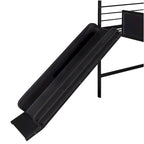 Lit mezzanine en métal de taille double avec toboggan, échelle, tableau d'écriture recto-verso, noir et rouge / noir / blanc, pour 1 personne