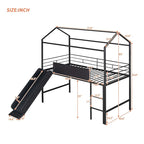 Lit mezzanine en métal de taille double avec toboggan, échelle, tableau d'écriture recto-verso, noir et rouge / noir / blanc, pour 1 personne