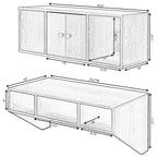 Bureau mural avec armoire, 3 compartiments ouverts, surmeuble optionnel, blanc/marron, pour 1 personne