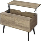 Table basse, style Mid-Century, 1 tiroir, étagère ouverte, gris classique / noir et marron rustique / beige / marron rustique, utilisation 4 personnes