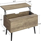 Table basse, style Mid-Century, 1 tiroir, étagère ouverte, gris classique / noir et marron rustique / beige / marron rustique, utilisation 4 personnes