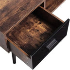 Table basse, style Mid-Century, 1 tiroir, étagère ouverte, gris classique / noir et marron rustique / beige / marron rustique, utilisation 4 personnes