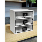 Organiseur de bureau 3 tiroirs, bois, rangement pour lettres et documents, blanc délavé/bois foncé, usage individuel